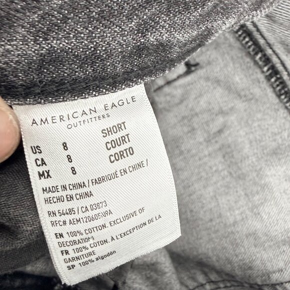 American Eagle Outfitters Womens High-Waisted Black Distressed Jeans Size 8 Shor - Picture 3 of 7
